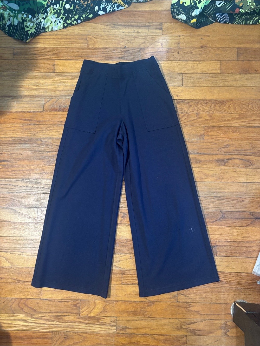 Max Studio Dark Navy Wide-Leg High-Rise Trousers NWT rayon blend